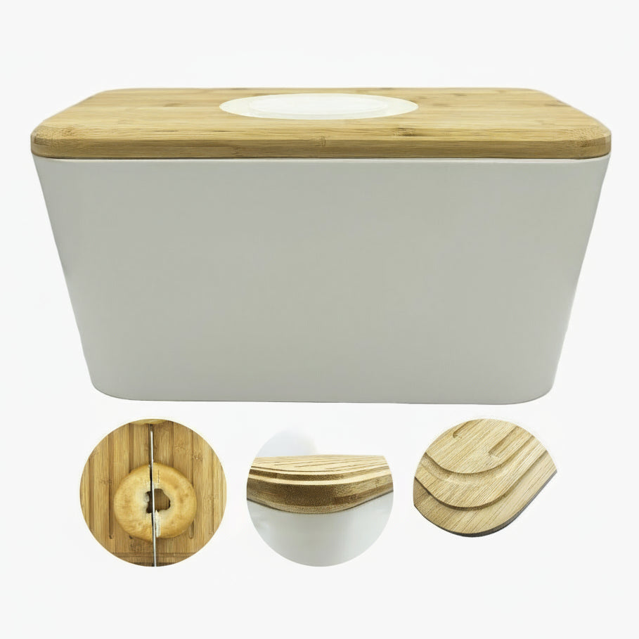 GEM+ | Bread Storage Bin Box with Eco Bamboo Cutting Board Lid Extra Large Space