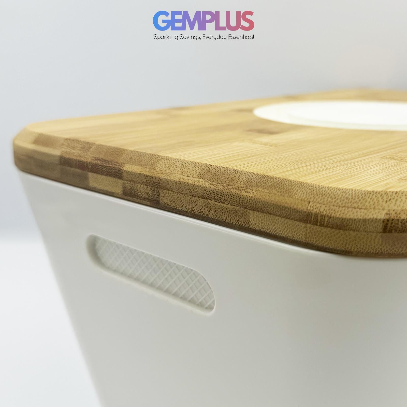 GEM+ | Bread Storage Bin Box with Eco Bamboo Cutting Board Lid Extra Large Space
