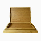 GEM+| 3pc Natural Bamboo Serving Tray Set - Multifunctional Durable, 3 Sizes