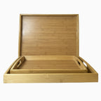 GEM+| 3pc Natural Bamboo Serving Tray Set - Multifunctional, Durable, 3 Sizes