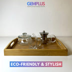 GEM+| 3pc Natural Bamboo Serving Tray Set - Multifunctional, Durable, 3 Sizes