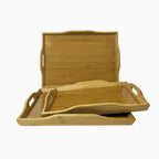 GEM+| 3pc Natural Bamboo Serving Tray Set Multifunctional Durable 3 Sizes