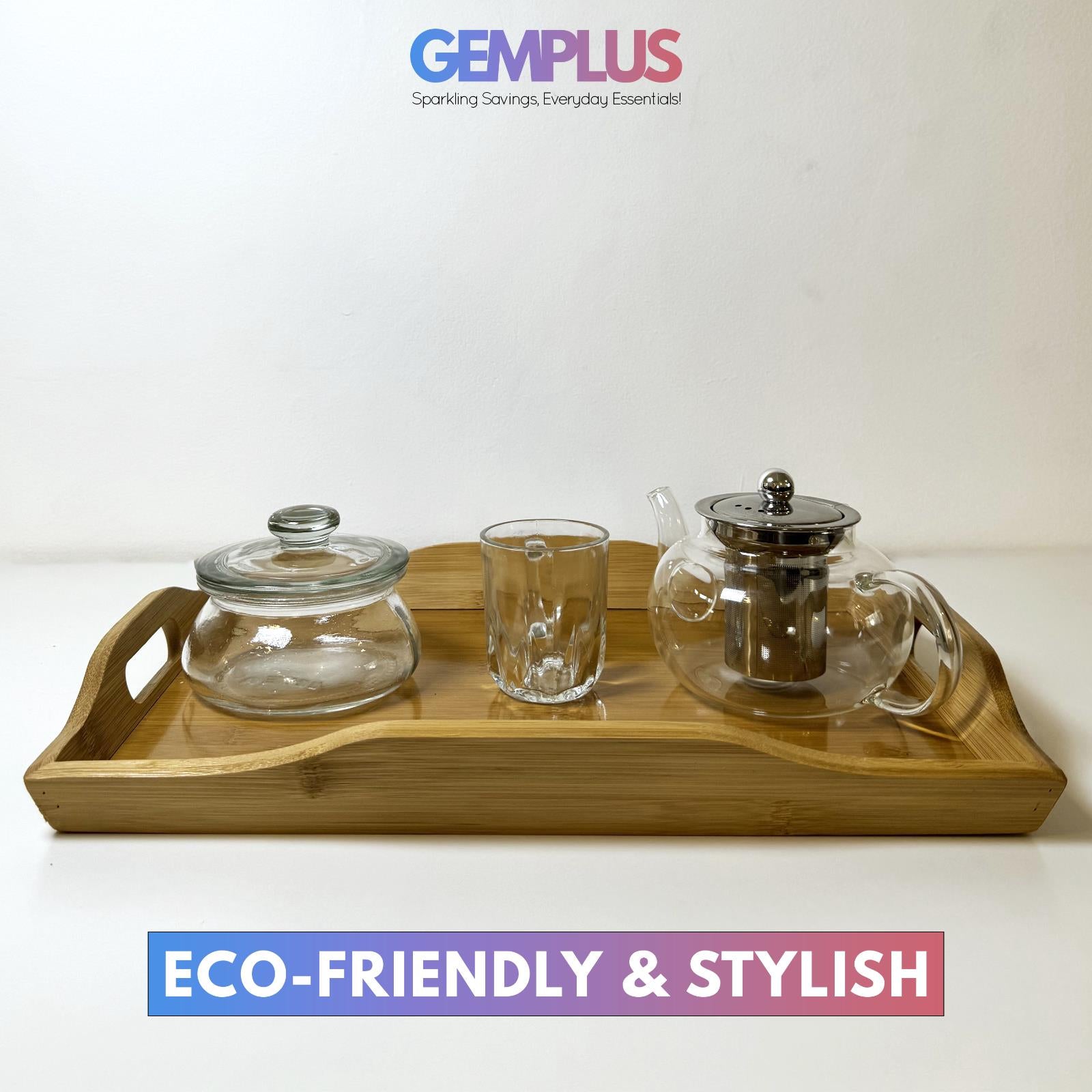 GEM+| 3pc Natural Bamboo Serving Tray Set Multifunctional Durable 3 Sizes