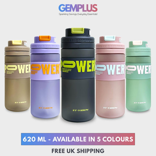 GEM+| 620ml Reusable Water Bottle with Straw BPA Leakproof Sports Gym Travel