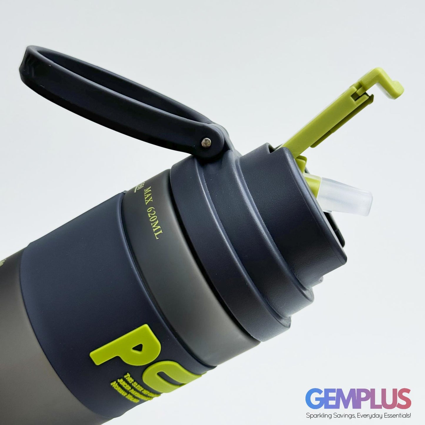 GEM+| 620ml Reusable Water Bottle with Straw BPA Leakproof Sports Gym Travel