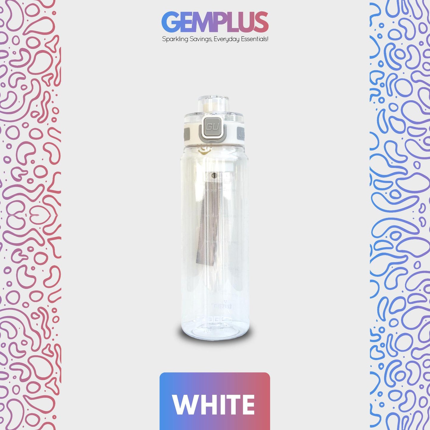 GEM+| 680ml Reusable Water Bottle with Straw BPA Leakproof Sports Gym Travel