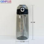 GEM+| 600ml Reusable Water Bottle with Straw BPA Leakproof Sports Gym Travel