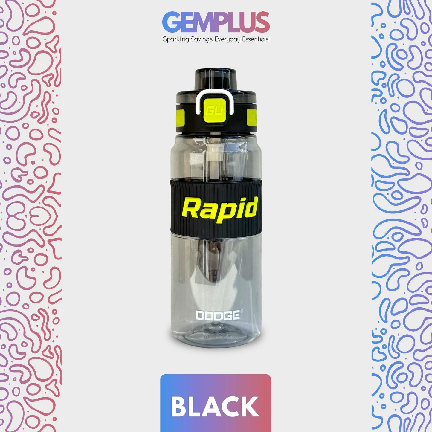GEM+| 530 ML Reusable Water Bottle with Straw BPA Leakproof Sports Gym Travel