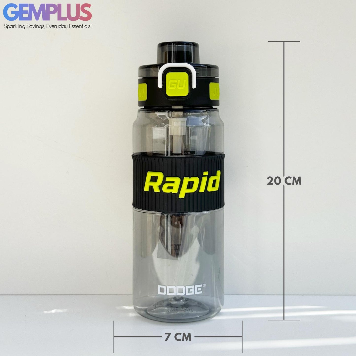 GEM+| 530 ML Reusable Water Bottle with Straw BPA Leakproof Sports Gym Travel