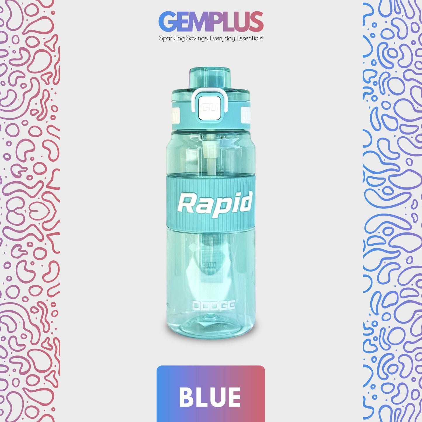 GEM+| 530 ML Reusable Water Bottle with Straw BPA Leakproof Sports Gym Travel
