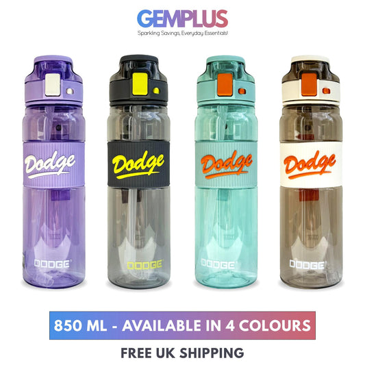 GEM+| 850 ML Reusable Water Bottle with Straw BPA Leakproof Sports Gym Travel