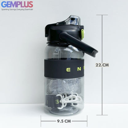 GEM+| 1.1 Liter Reusable Water Bottle with Straw BPA Leakproof Sports Gym Travel
