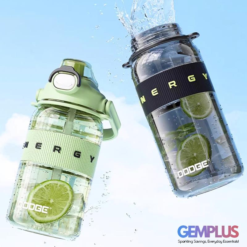 GEM+| 1.1 Liter Reusable Water Bottle with Straw BPA Leakproof Sports Gym Travel