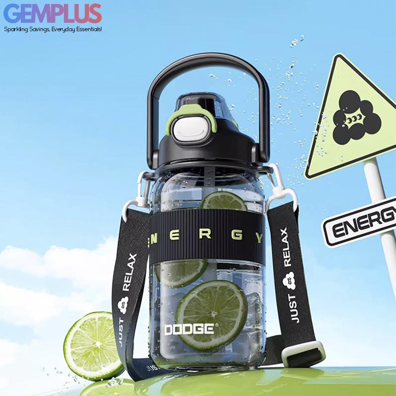 GEM+| 1.1 Liter Reusable Water Bottle with Straw BPA Leakproof Sports Gym Travel