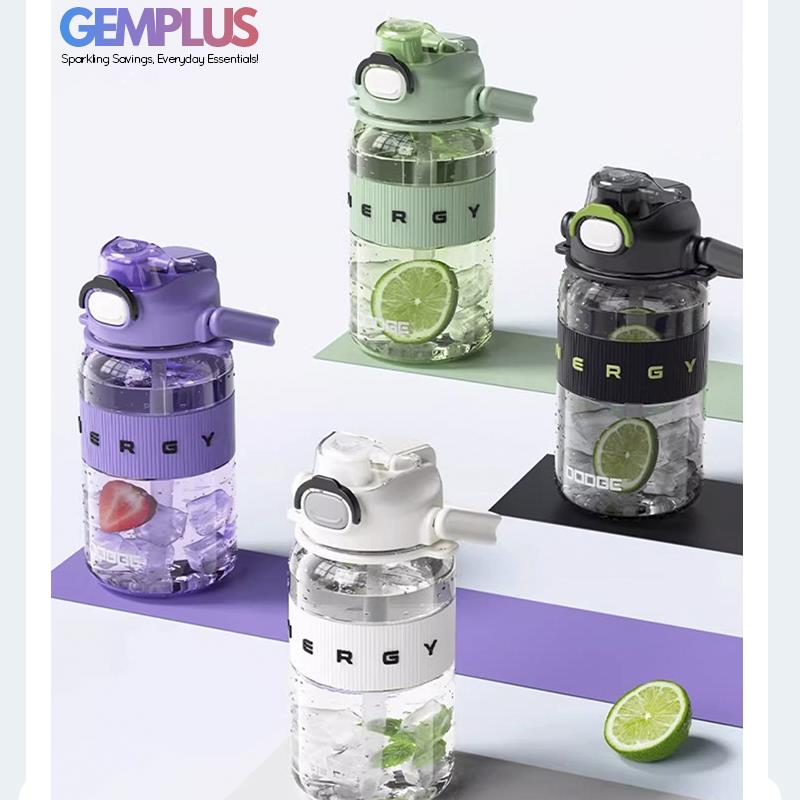 GEM+| 1.1 Liter Reusable Water Bottle with Straw BPA Leakproof Sports Gym Travel