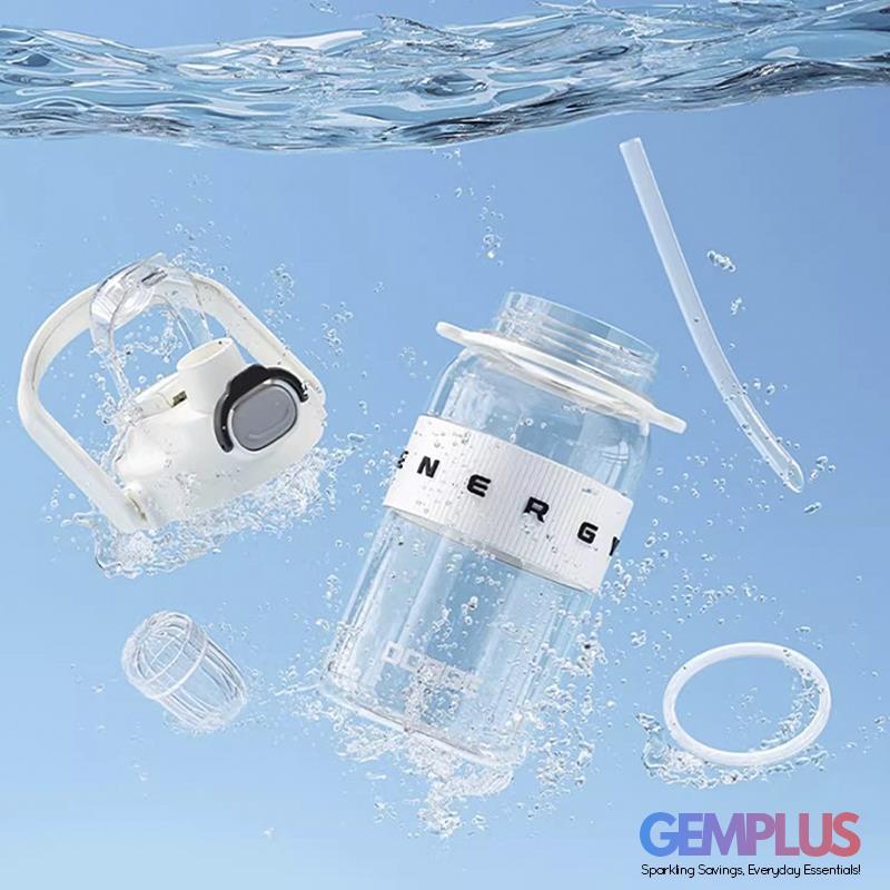 GEM+| 1.1 Liter Reusable Water Bottle with Straw BPA Leakproof Sports Gym Travel