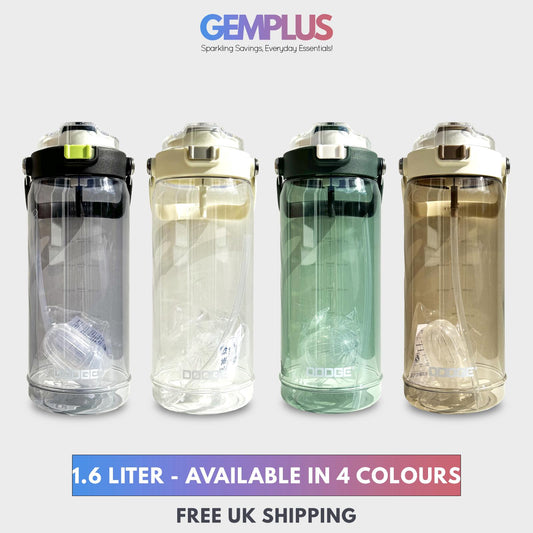 GEM+| 1.6 Liter Reusable Water Bottle with Straw BPA Leakproof Sports Gym Travel