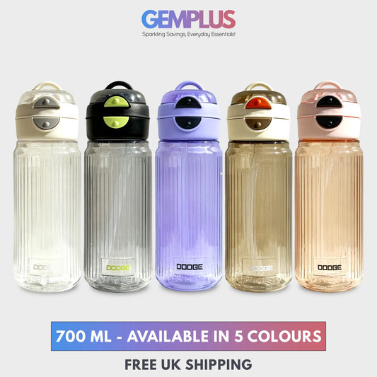 GEM+| 700 ML Reusable Water Bottle with Straw BPA Leakproof Sports Gym Travel