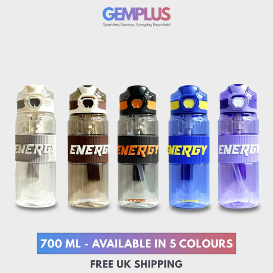 GEM+| 700ML Reusable Water Bottle with Straw BPA Leakproof Sports Gym Travel