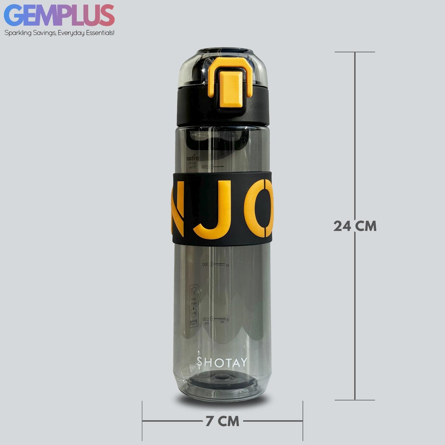 GEM+| 680 ML Reusable Water Bottle with Straw BPA Leakproof Sports Gym Travel