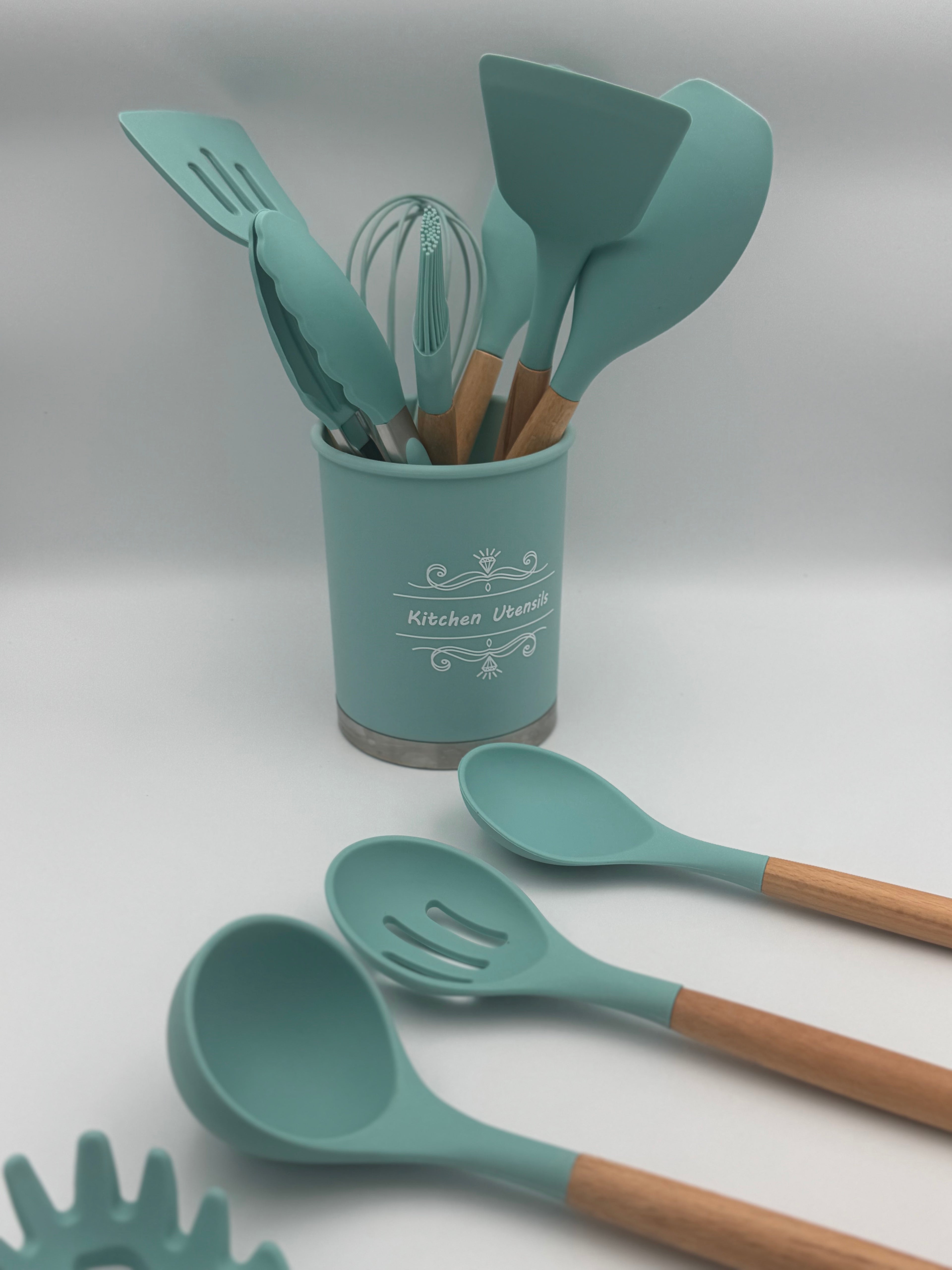 GEM+ | Premium 12-Piece Silicone Cooking & Baking Utensil Set – Non-Stick, BPA-Free, Teal