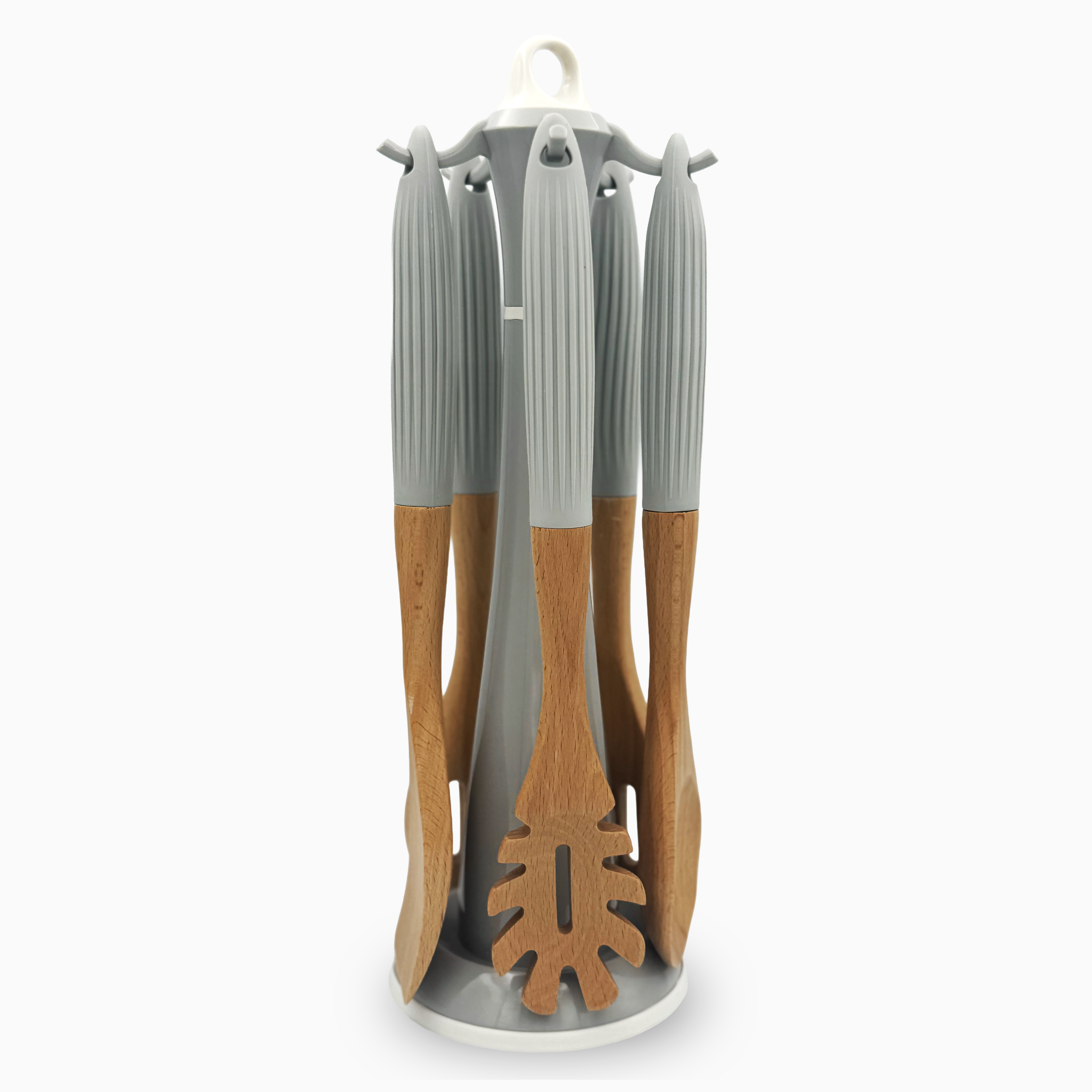 GEM+ | 5-Piece Premium Wooden & Silicone Utensil Set – Heat Resistant - Grey