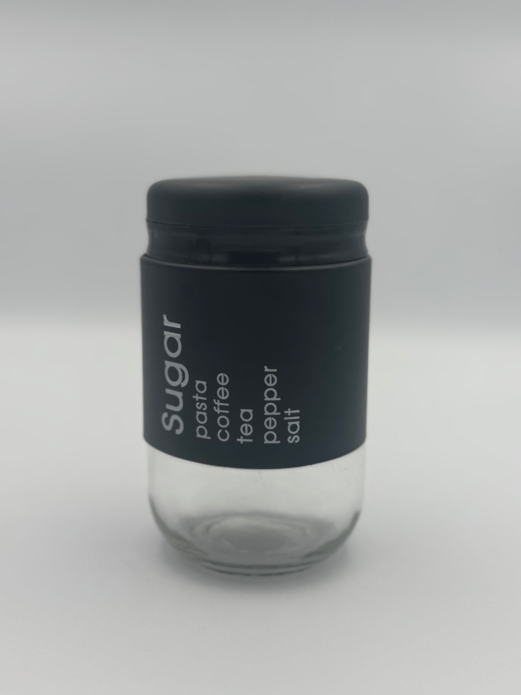 GEM+ | Black 3pc Pre-Labelled Glass Kitchen Storage Jar Set