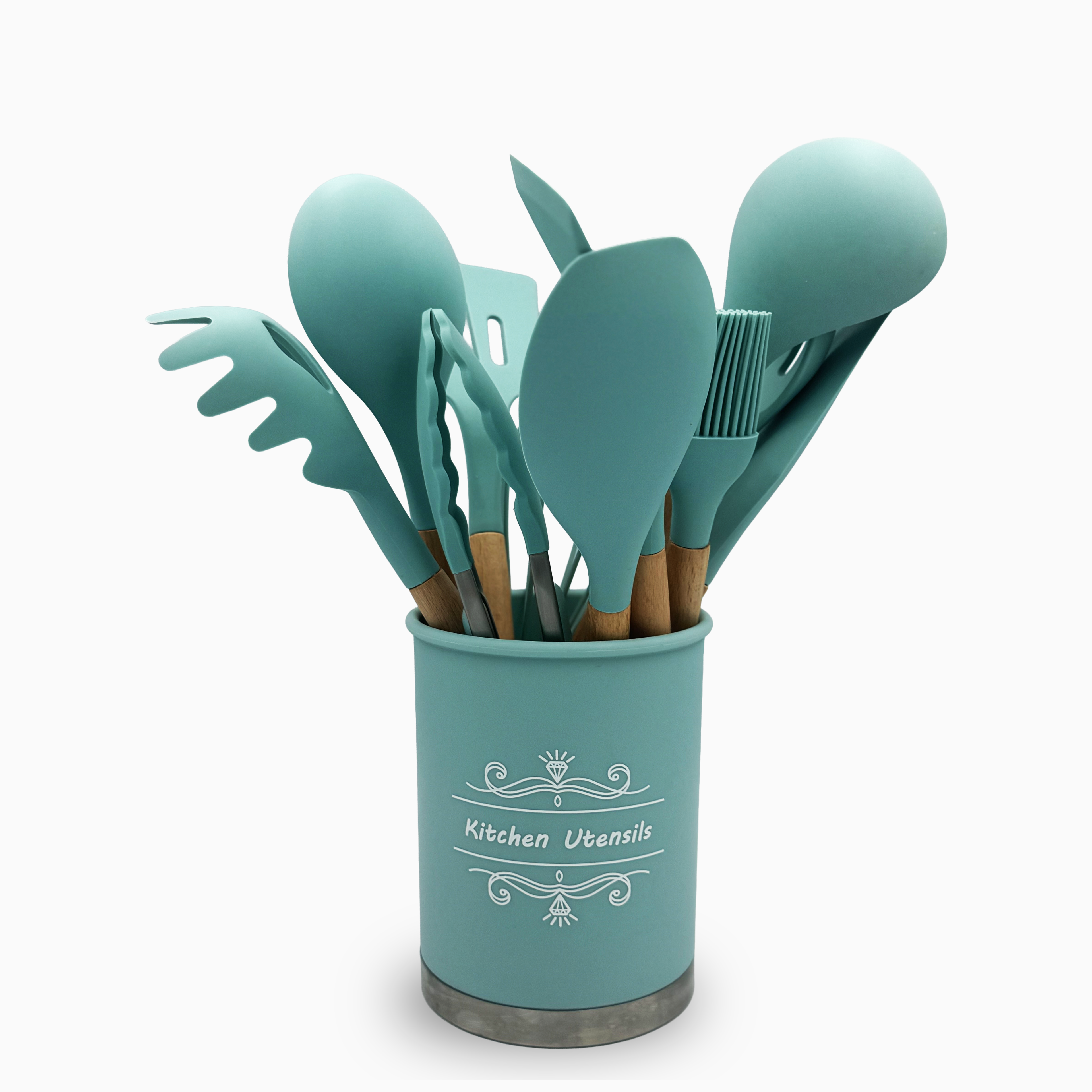 GEM+ | Premium 12-Piece Silicone Cooking & Baking Utensil Set – Non-Stick, BPA-Free, Teal