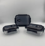GEM+ | 3pc Borosilicate Glass Food Storage Container Set – Airtight, Leak-Proof & Durable