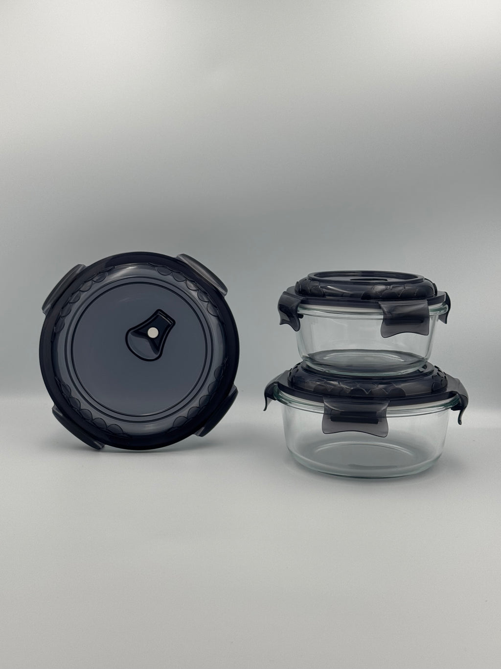 GEM+ | 3-Piece Glass Food Container Storage Set – BPA-Free Lock & Seal (Round)