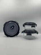 GEM+ | 3-Piece Glass Food Container Storage Set – BPA-Free Lock & Seal (Round)