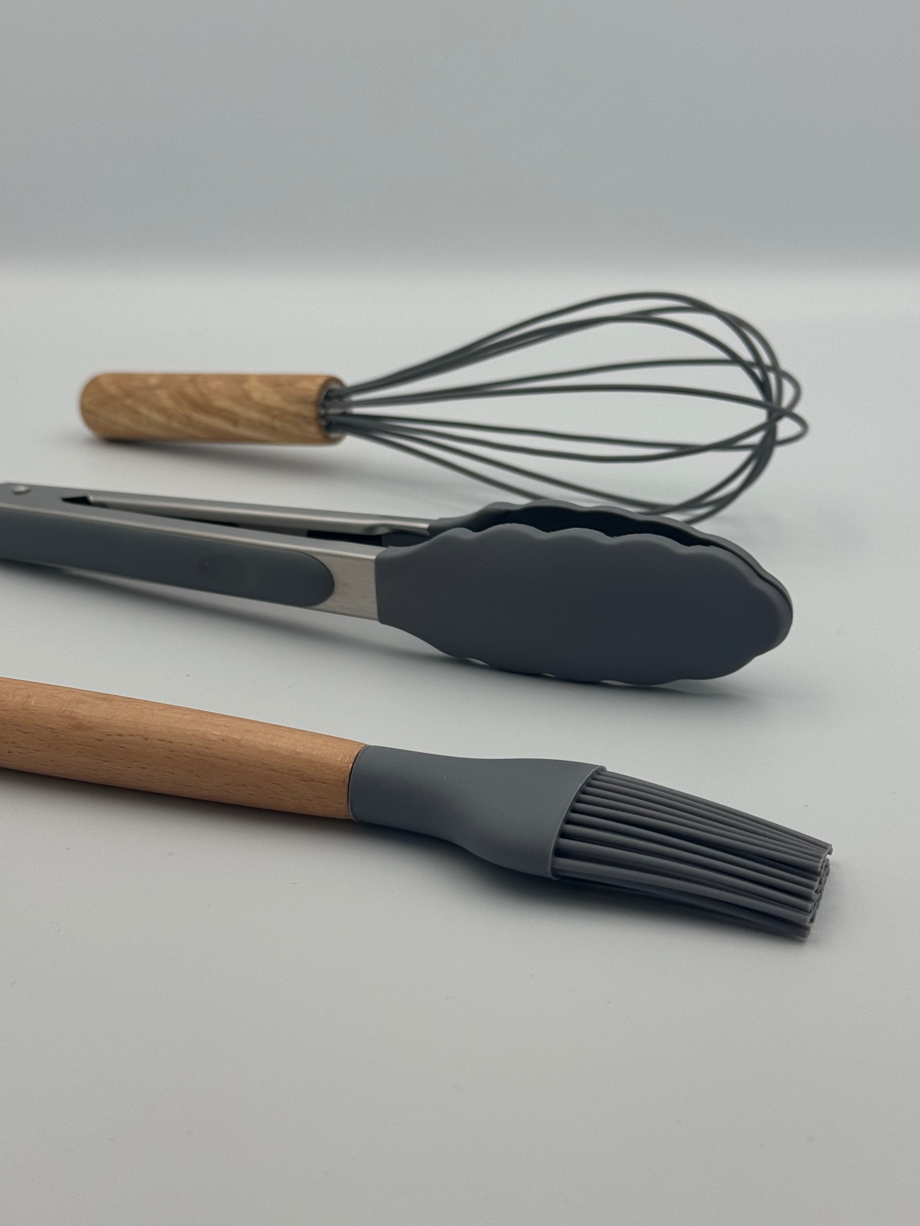 GEM+ | Premium 12-Piece Silicone Cooking & Baking Utensil Set – Non-Stick, BPA-Free, Grey
