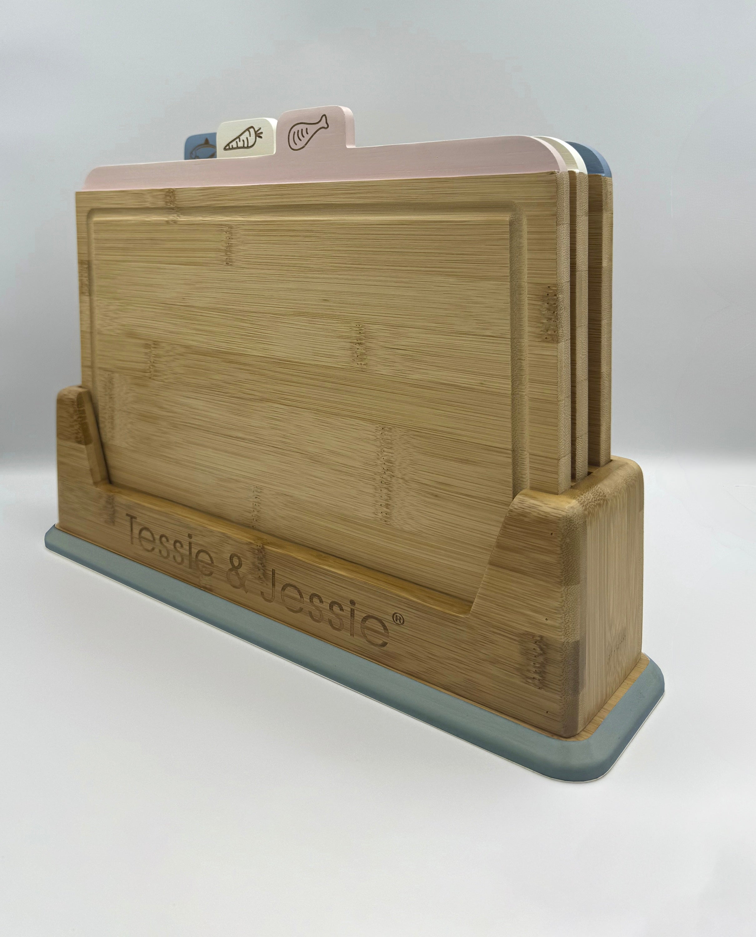 GEM+ | 3 PCS Premium Natural Bamboo Color Coded Chopping Board Set Veggies Meat