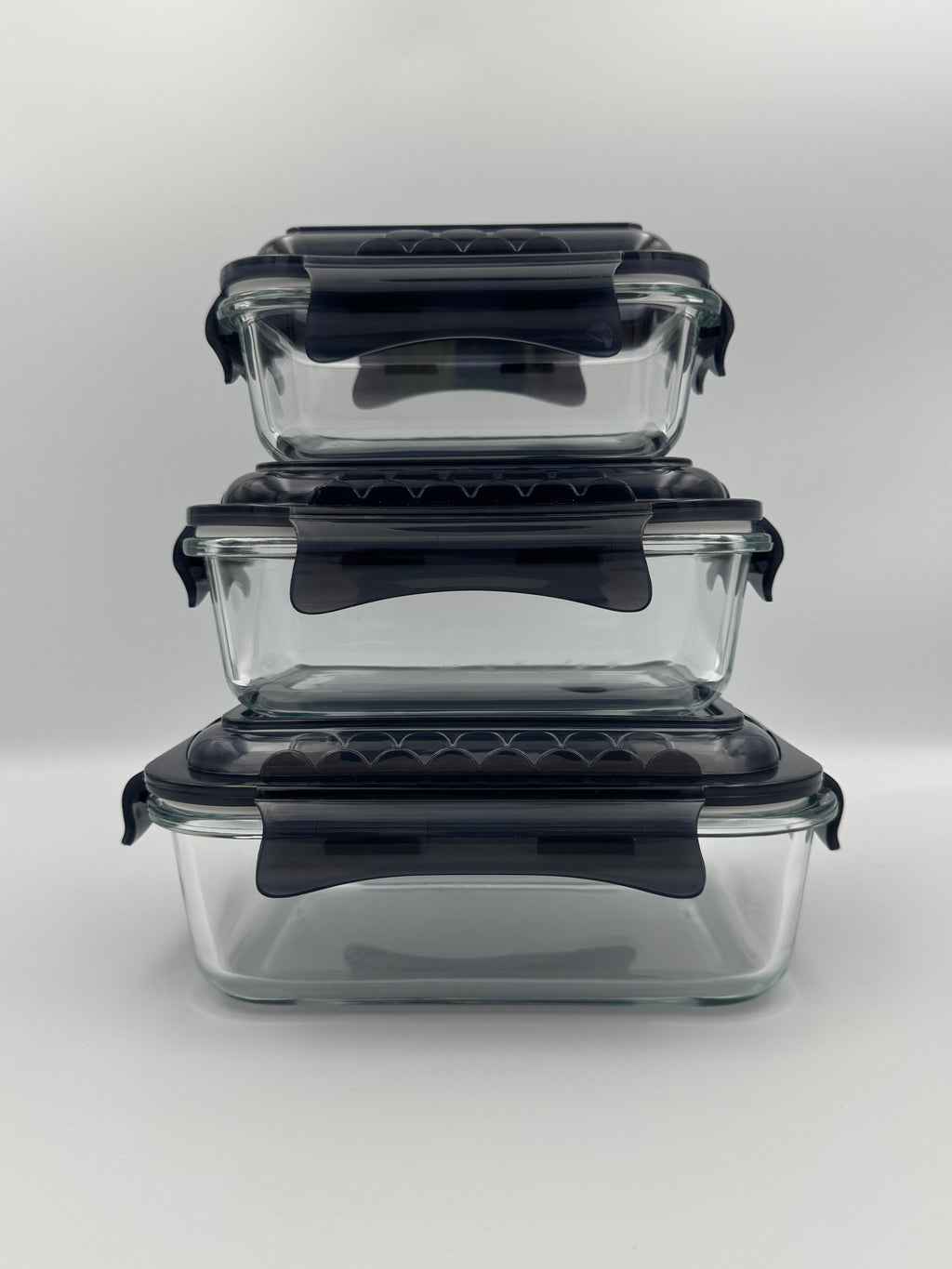 GEM+ | 3pc Borosilicate Glass Food Storage Container Set – Airtight, Leak-Proof & Durable