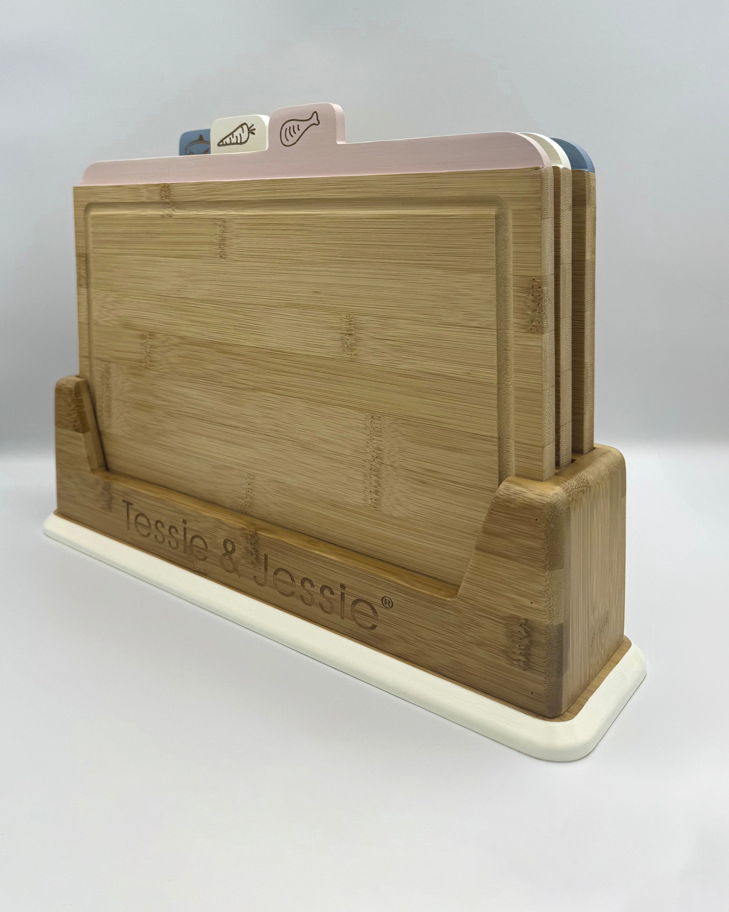 GEM+ | 3 PCS Premium Natural Bamboo Color Coded Chopping Board Set Veggies Meat