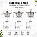 3-Piece Stainless Steel Saucepan Set - GEM+ GEM-052 image 7