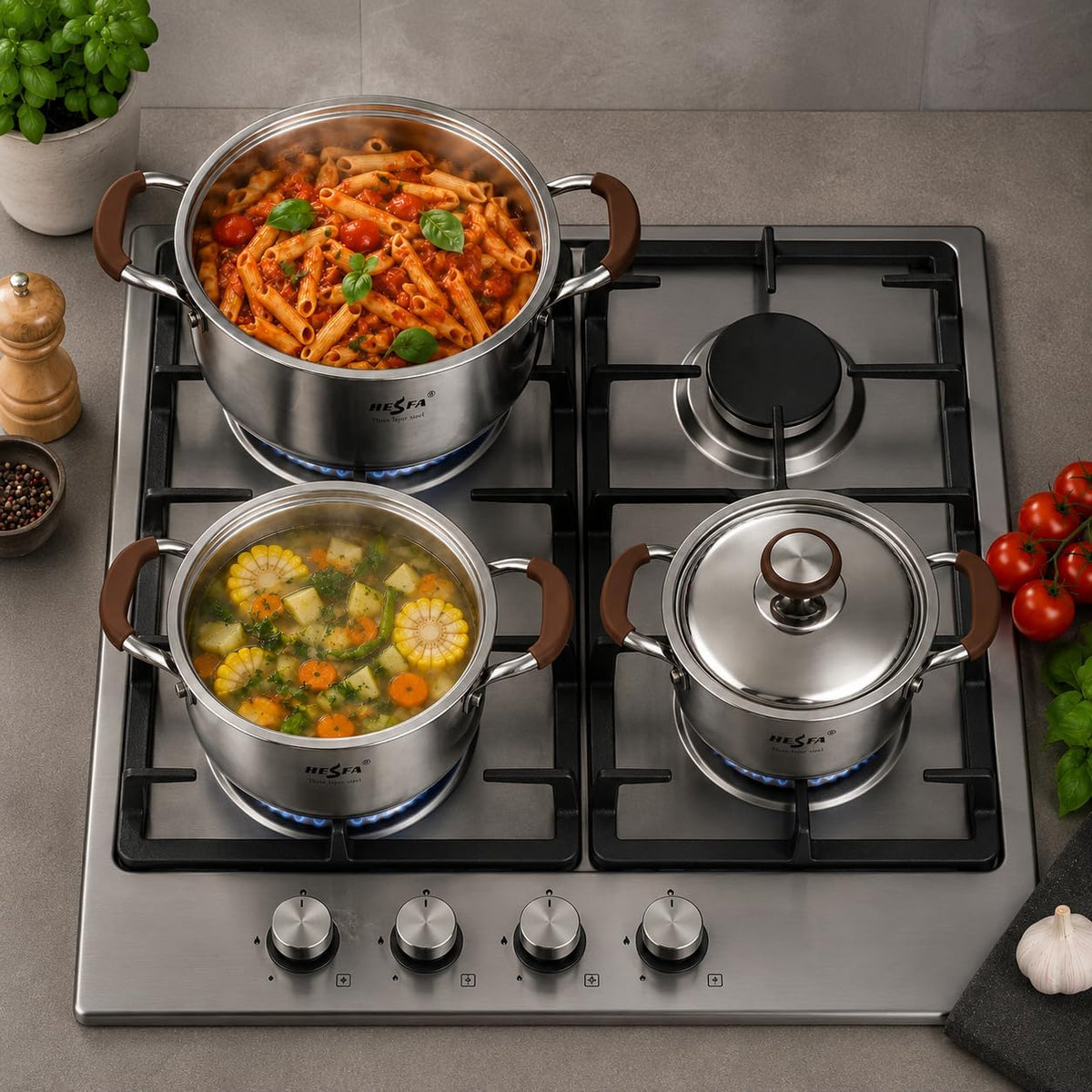 3-Piece Stainless Steel Saucepan Set - GEM+ GEM-052 image 5