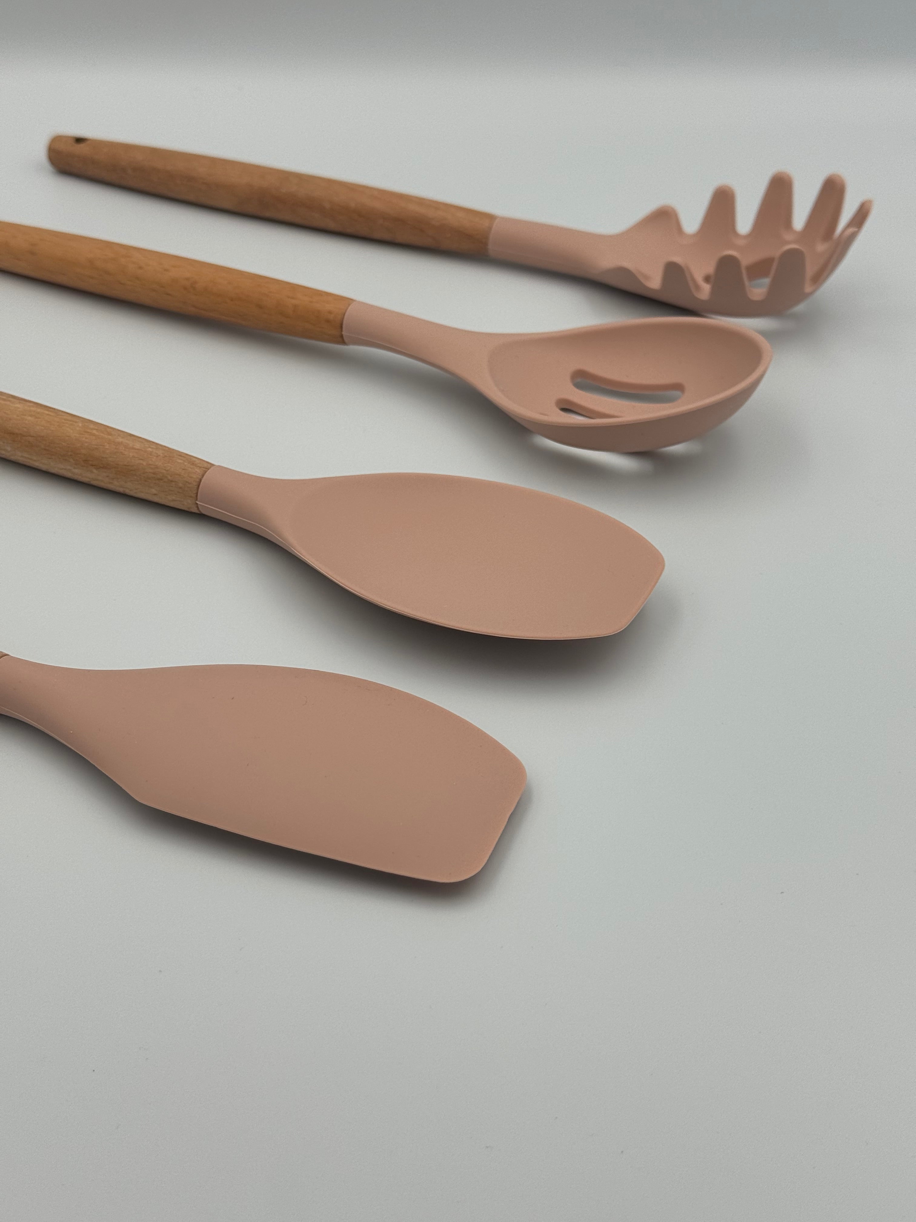 GEM+ | Premium 12-Piece Silicone Cooking & Baking Utensil Set – Non-Stick, BPA-Free, Pastel Pink
