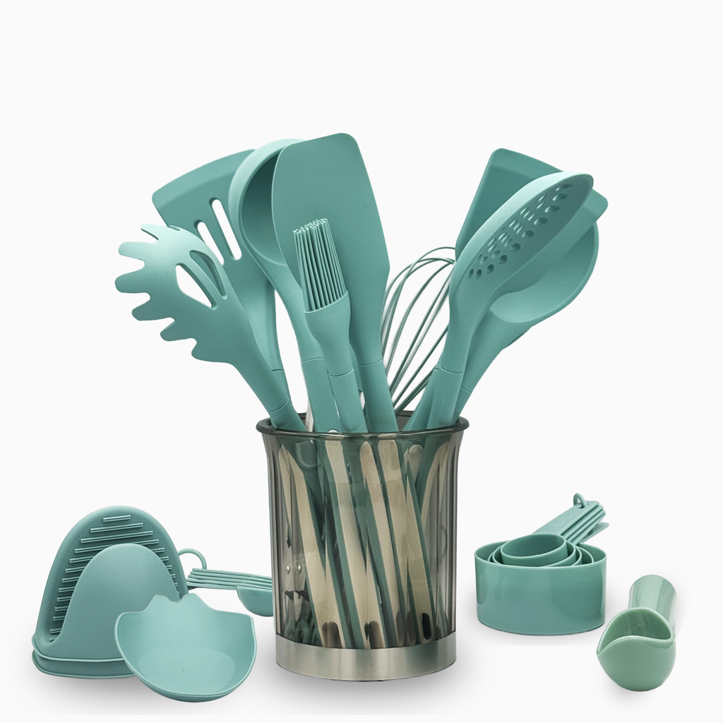 GEM+ | Premium 26-Piece Cooking & Baking Utensil Set Silicone Non-Stick BPA-FREE- Teal