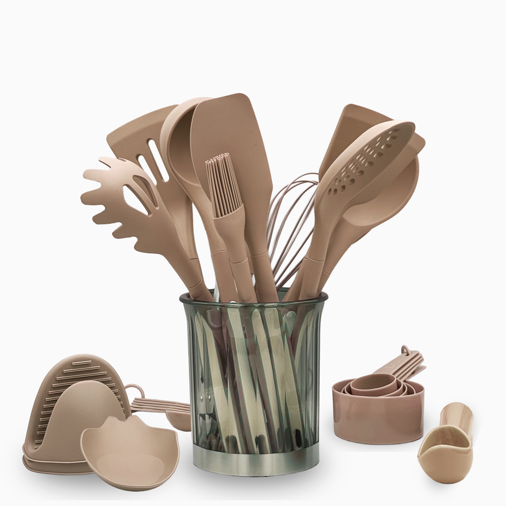 GEM+ | Premium 26-Piece Cooking & Baking Utensil Set Silicone Non-Stick BPA-FREE- Pastel Pink