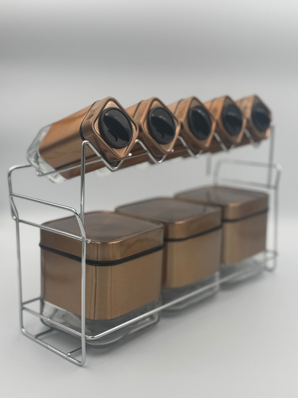 9-Piece Spice Jar & Storage Set, Bronze
