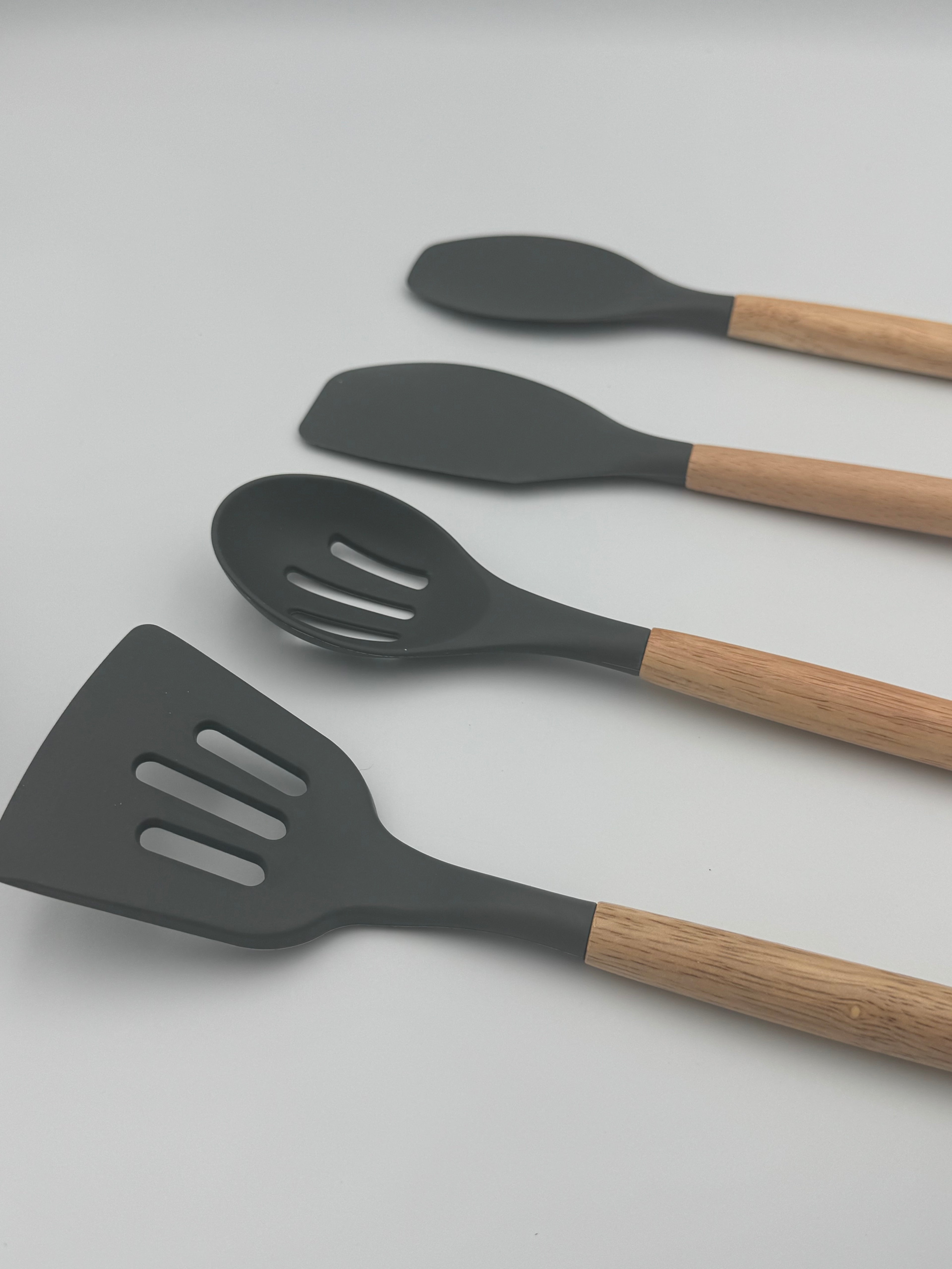 GEM+ | Premium 12-Piece Cooking & Baking Utensil Set Silicone Non-Stick BPA-FREE- Grey