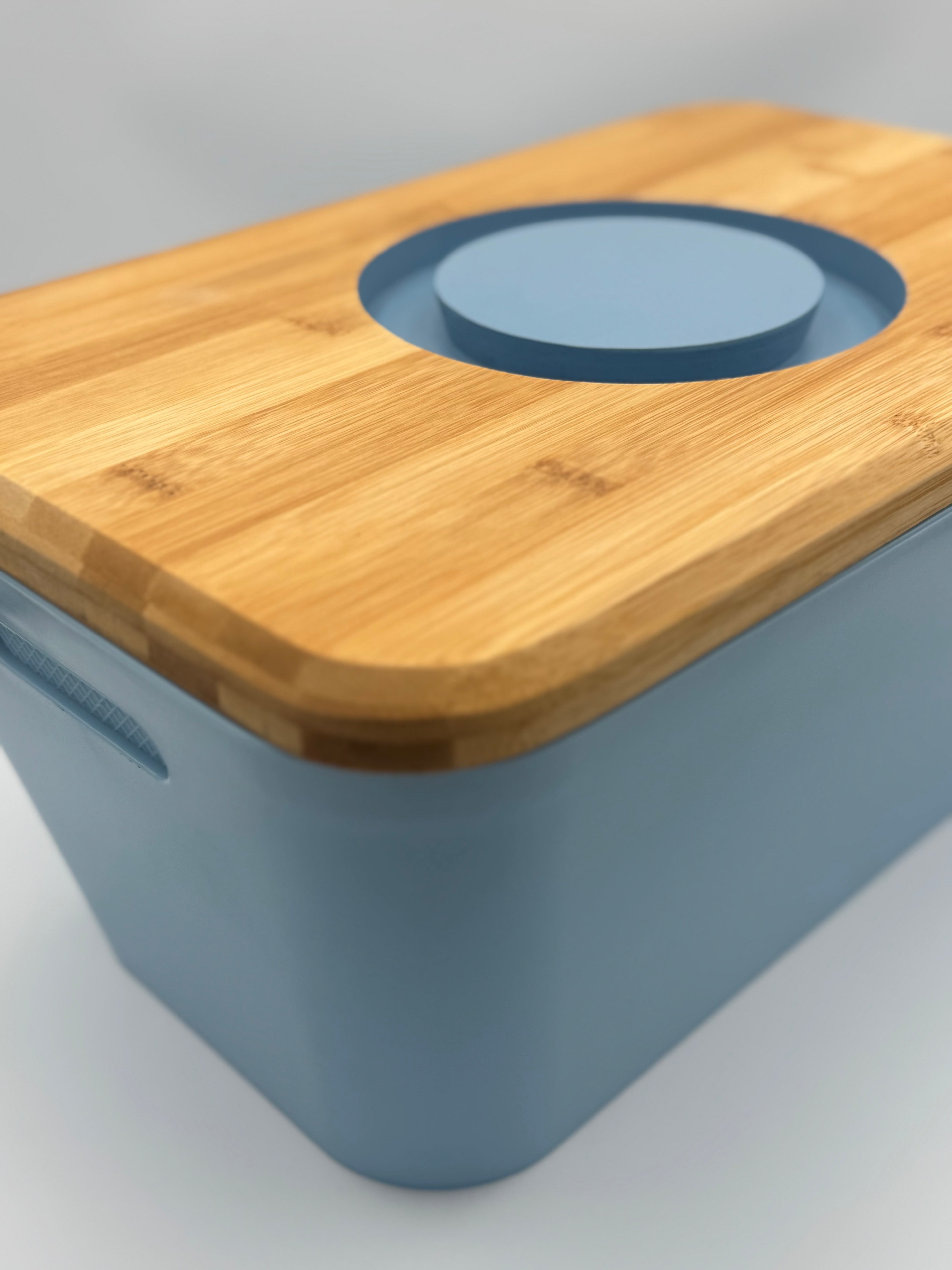 GEM+ | Bread Storage Bin Box with Eco Bamboo Cutting Board Lid – Extra Large – Blue