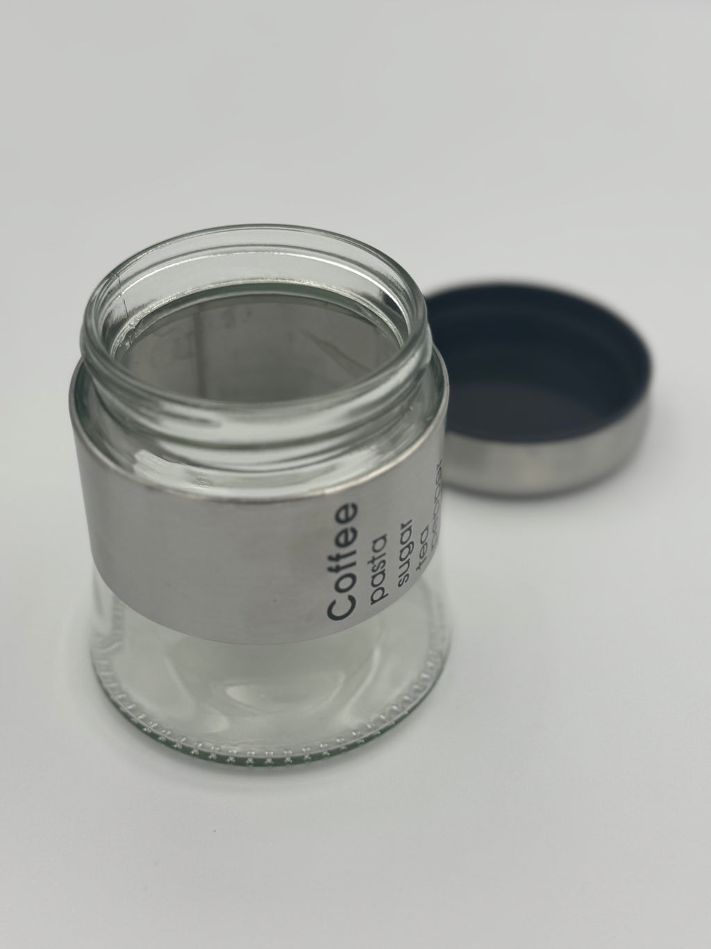 GEM+ | 5pc Glass Storage Jar Set with Silver Lids – with Silver Stand