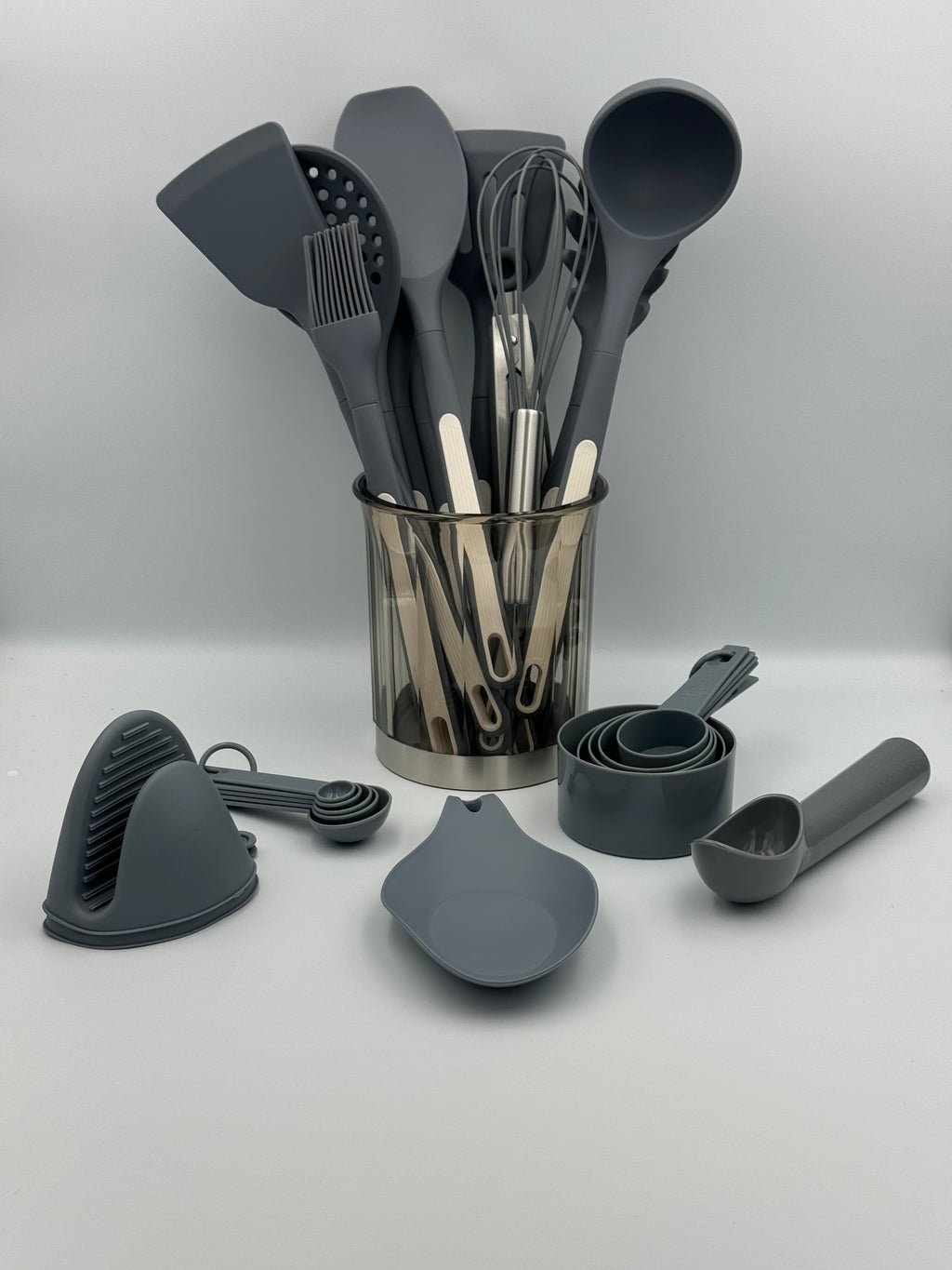 GEM+ | Premium 26-Piece Cooking & Baking Utensil Set Silicone Non-Stick BPA-FREE- Slate Grey