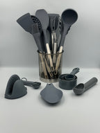 GEM+ | Premium 26-Piece Cooking & Baking Utensil Set Silicone Non-Stick BPA-FREE- Slate Grey