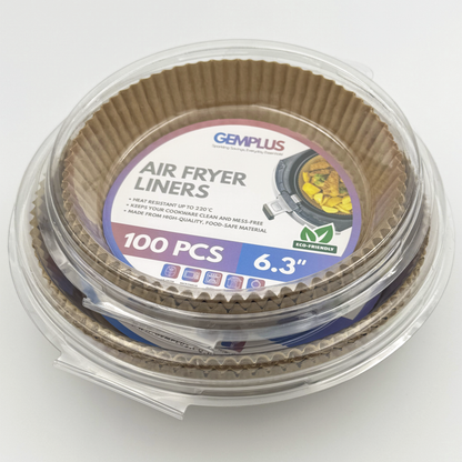 GEM+ | 100pcs Disposable Air Fryer Liners – Round & Square - 6" and 8" Sizes
