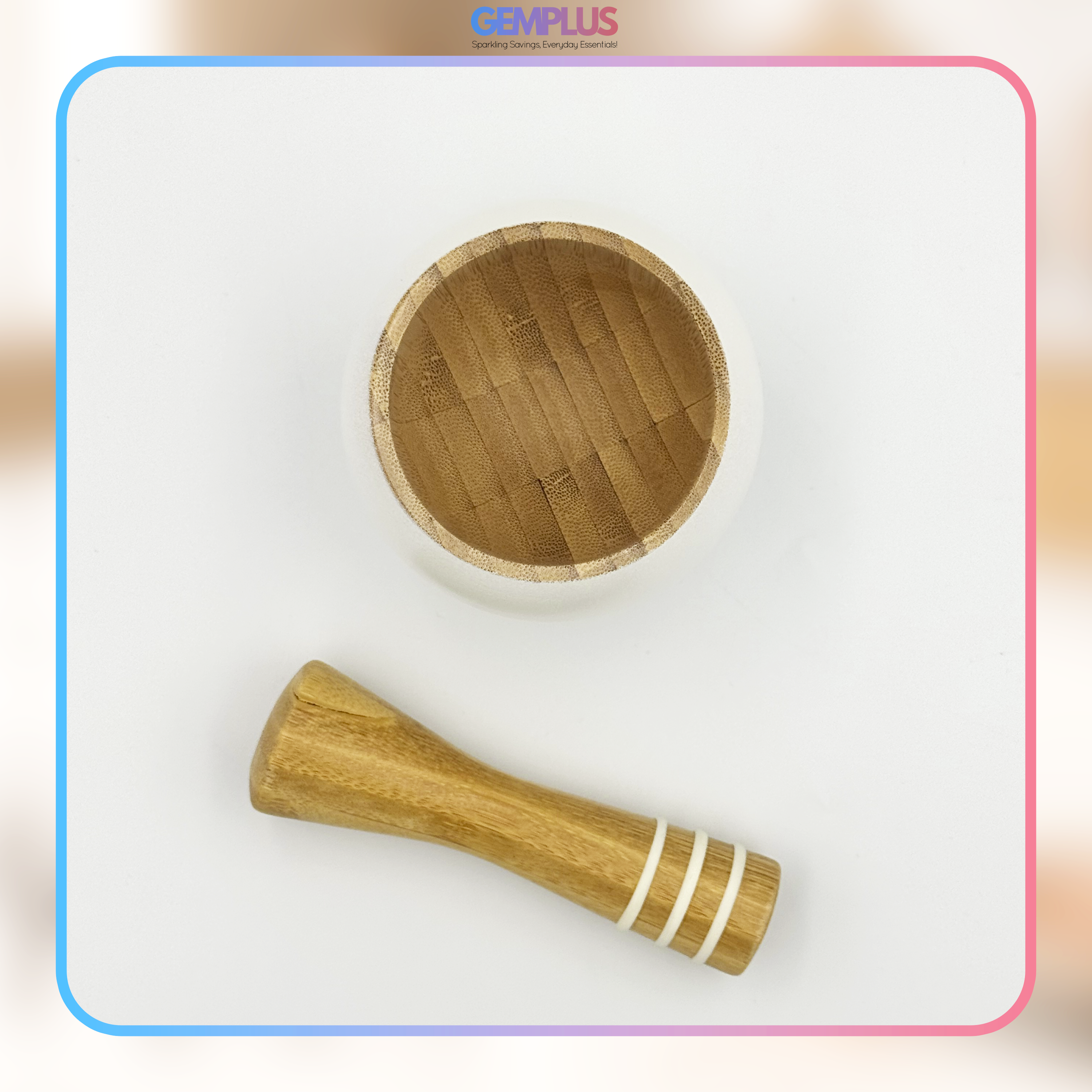 GEM+ | Bamboo Wood Mortar and Pestle Set