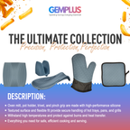 GEM+ | 5 Piece Silicone Kitchen Set – Heat Resistant Oven Mitt, Pot Holder, Spoon Rest & Trivet Set