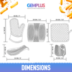 GEM+ | 5 Piece Silicone Kitchen Set – Heat Resistant Oven Mitt, Pot Holder, Spoon Rest & Trivet Set